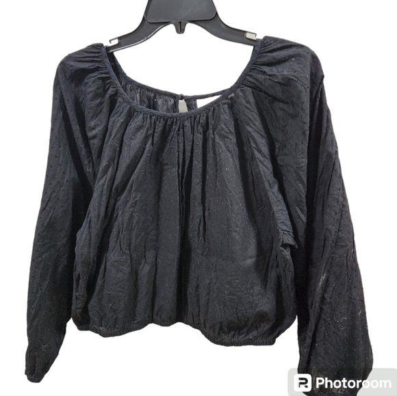 Maeve by Anthropologie Puff Sleeve Black Blouse - Size Small 😎 Peasant Bohemian - Picture 3 of 5